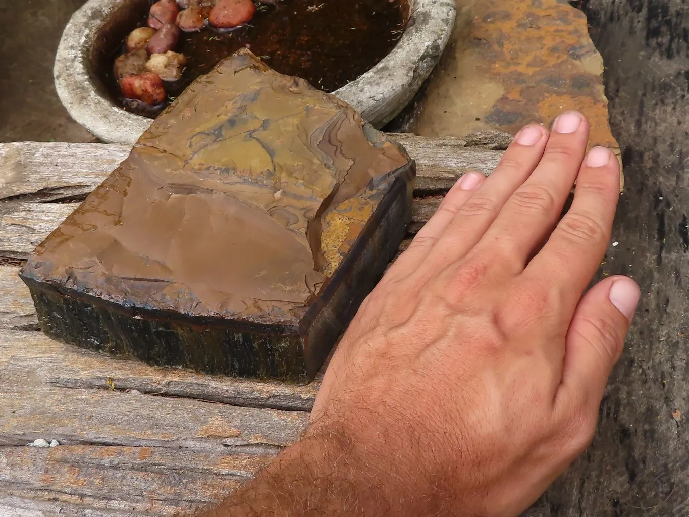 Natural Thick Blue Gold Rough Tigers Eye Slab x 1 From Prieska, South Africa