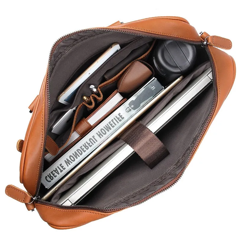 Nesitu Black Brown Genuine Leather Office Men Bag