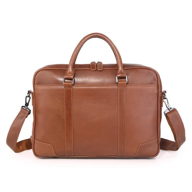 Nesitu Black Brown Genuine Leather Office Men Bag
