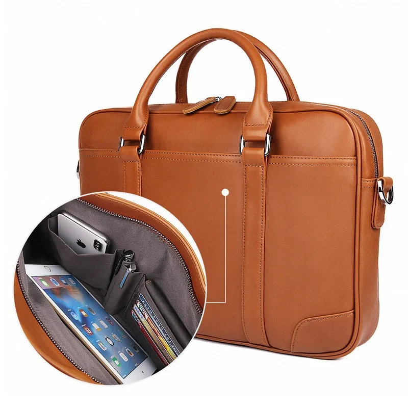 Nesitu Black Brown Genuine Leather Office Men Bag