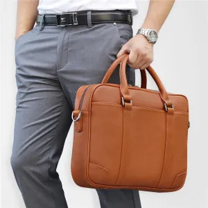 Nesitu Black Brown Genuine Leather Office Men Bag
