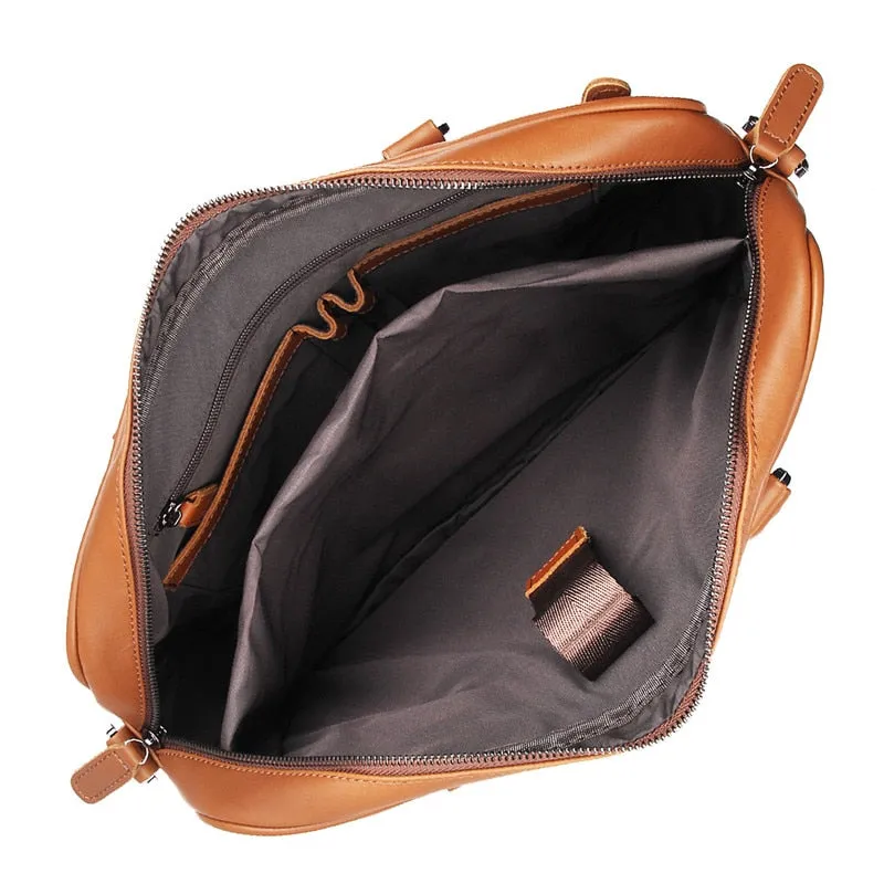 Nesitu Black Brown Genuine Leather Office Men Bag