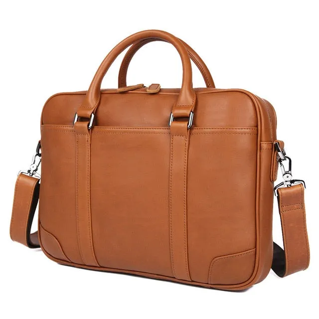 Nesitu Black Brown Genuine Leather Office Men Bag