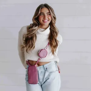 Nessa Nylon Crossbody Phone Bag in Pink