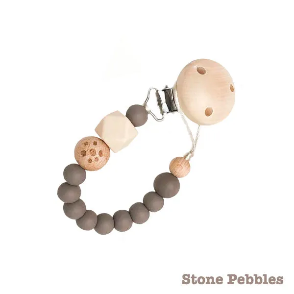 One.Chew.Three Silicone Dummy Holder Clip - Elements