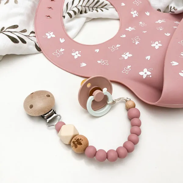 One.Chew.Three Silicone Dummy Holder Clip - Elements