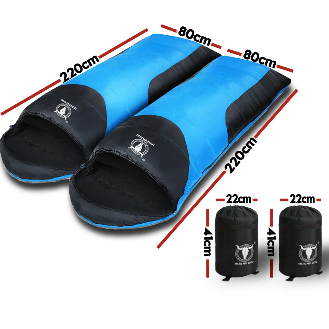 Outdoor Camping Envelope Sleeping Bag Thermal Tent Hiking Compact Double -10°C - blue