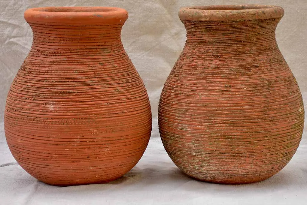 Pair of vintage terracotta planters 12½"