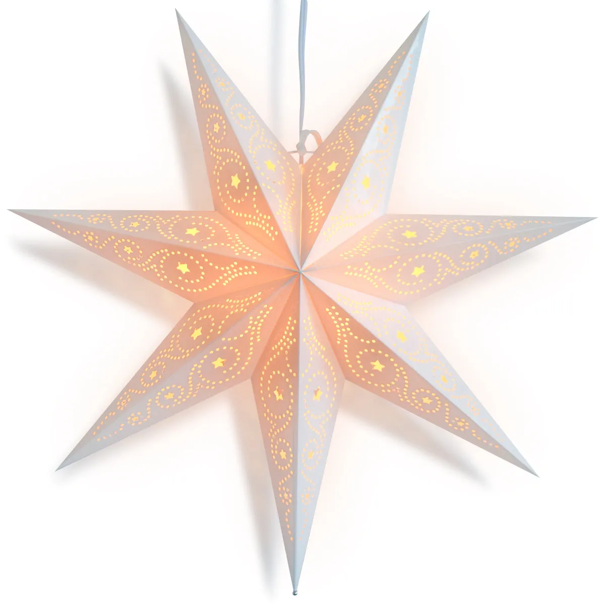 Paper Star Lantern Decoration (22 inch Celestial White 7-Point Glossy Star)