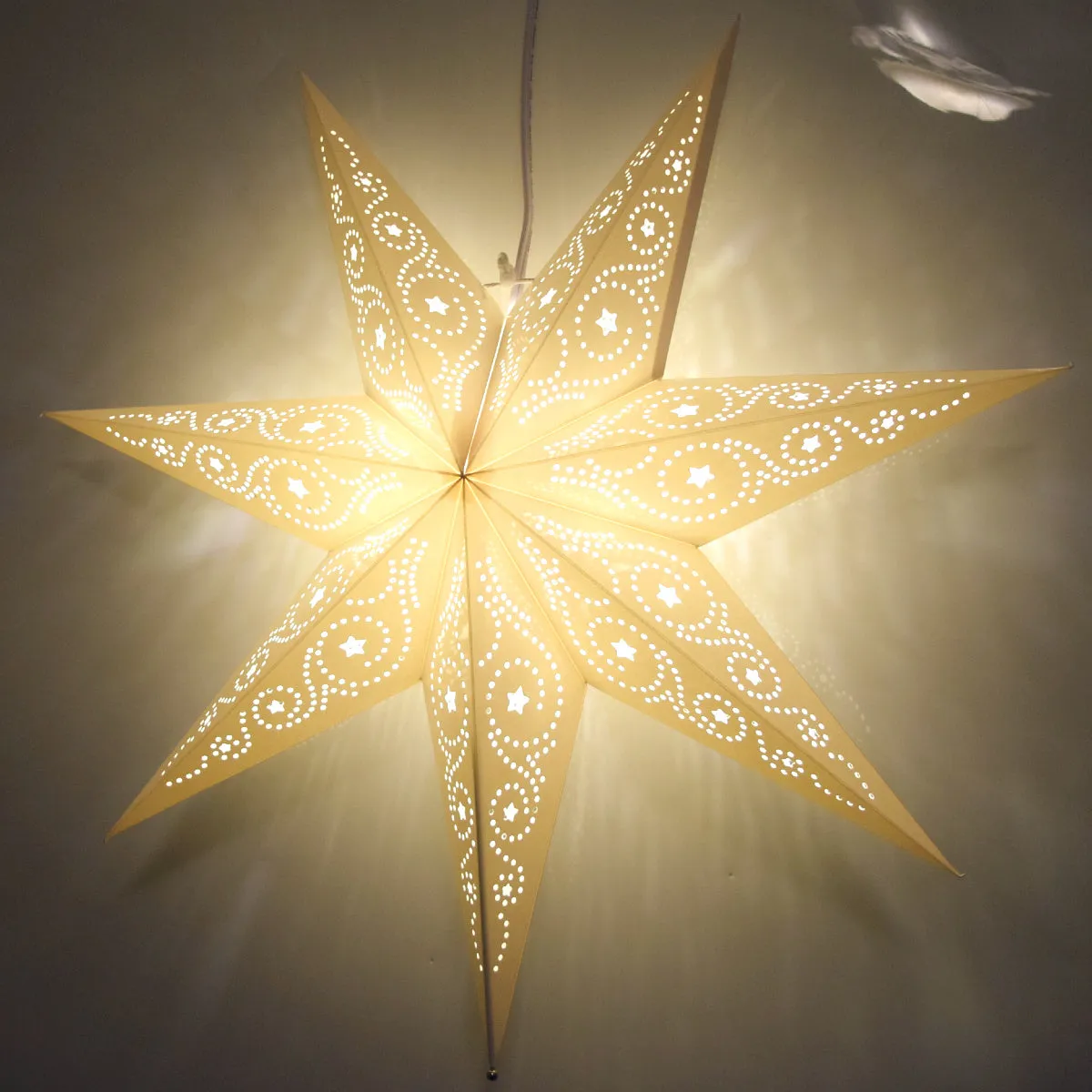Paper Star Lantern Decoration (22 inch Celestial White 7-Point Glossy Star)