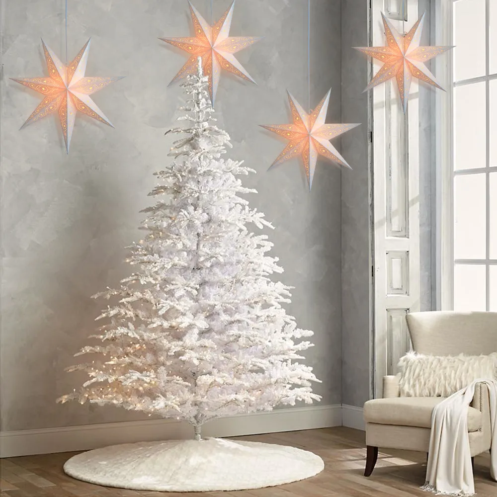Paper Star Lantern Decoration (22 inch Celestial White 7-Point Glossy Star)