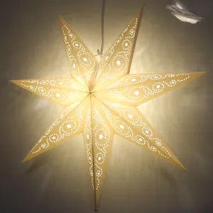 Paper Star Lantern Decoration (22 inch Celestial White 7-Point Glossy Star)
