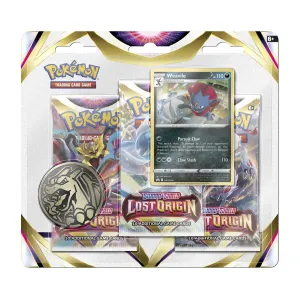 Pokémon  Sword and Shield Lost Origin 3 Booster Packs, Coin & Weavile Promo Card