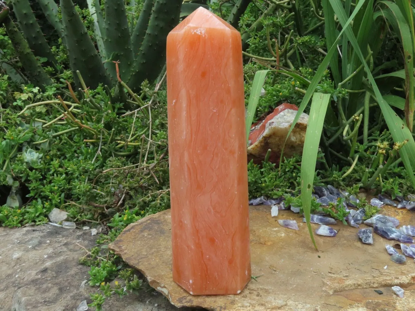 Polished A Grade Orange Twist Calcite Crystal Tower x 1 From Maevantanana, Madagascar