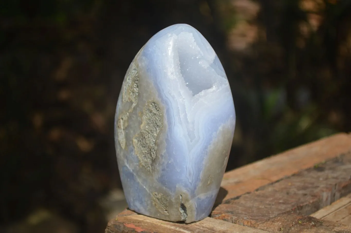 Polished Blue Lace Agate Standing Free Form  x 1 From Nsanje, Malawi