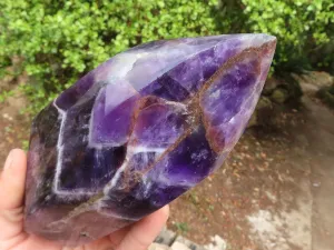 Polished Chevron Amethyst Standing Free Form x 1 From Zambia