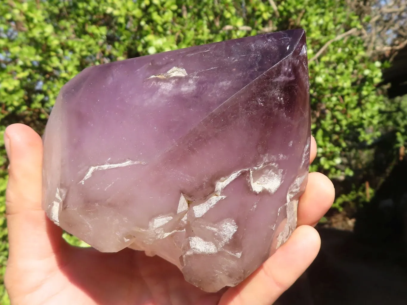 Polished Extra Large Smokey Window Amethyst Quartz Crystal x 1 From Ambatondrazaka, Madagascar