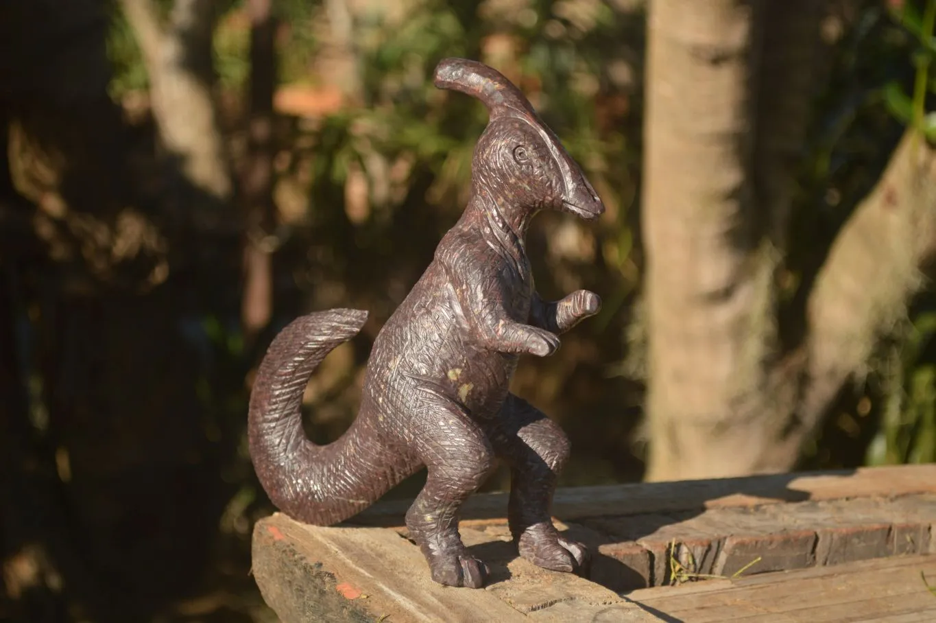 Polished Green / Brown Serpentine Dinosaur Carving  x 1 From Zimbabwe