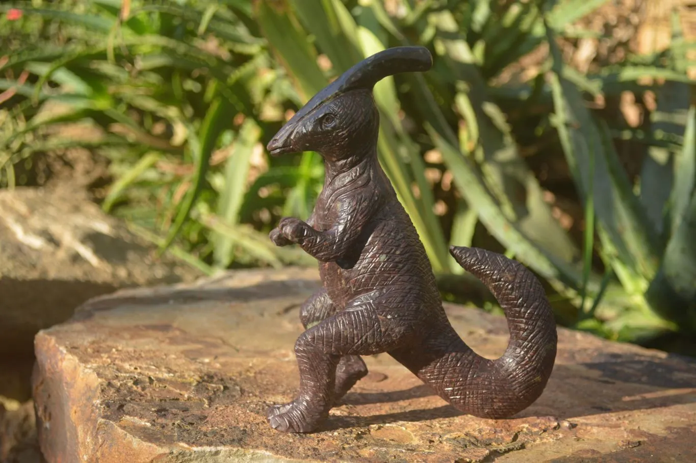 Polished Green / Brown Serpentine Dinosaur Carving  x 1 From Zimbabwe