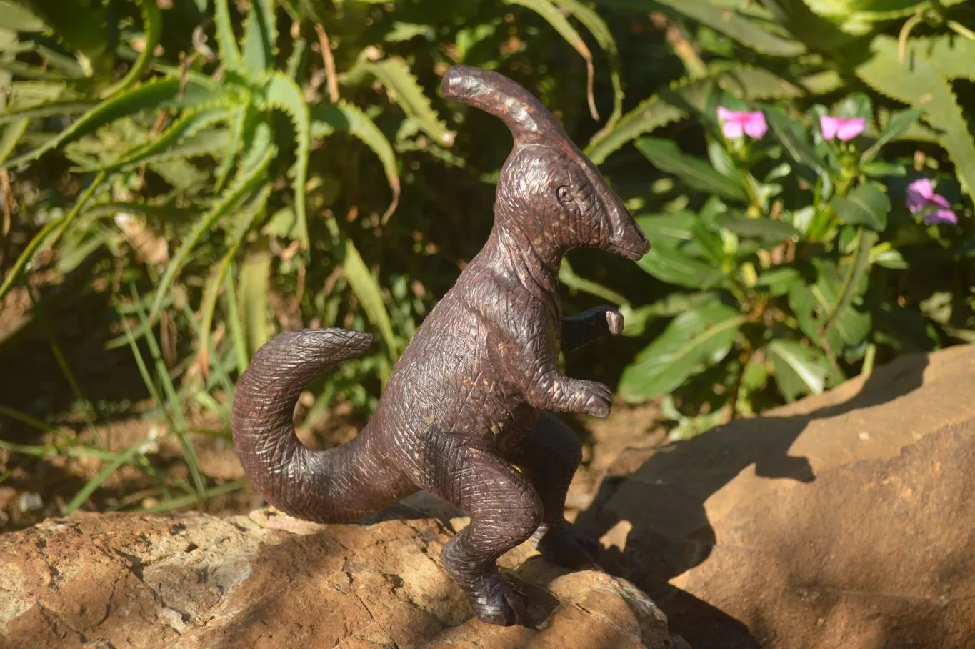 Polished Green / Brown Serpentine Dinosaur Carving  x 1 From Zimbabwe