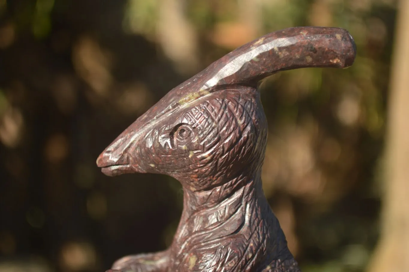 Polished Green / Brown Serpentine Dinosaur Carving  x 1 From Zimbabwe