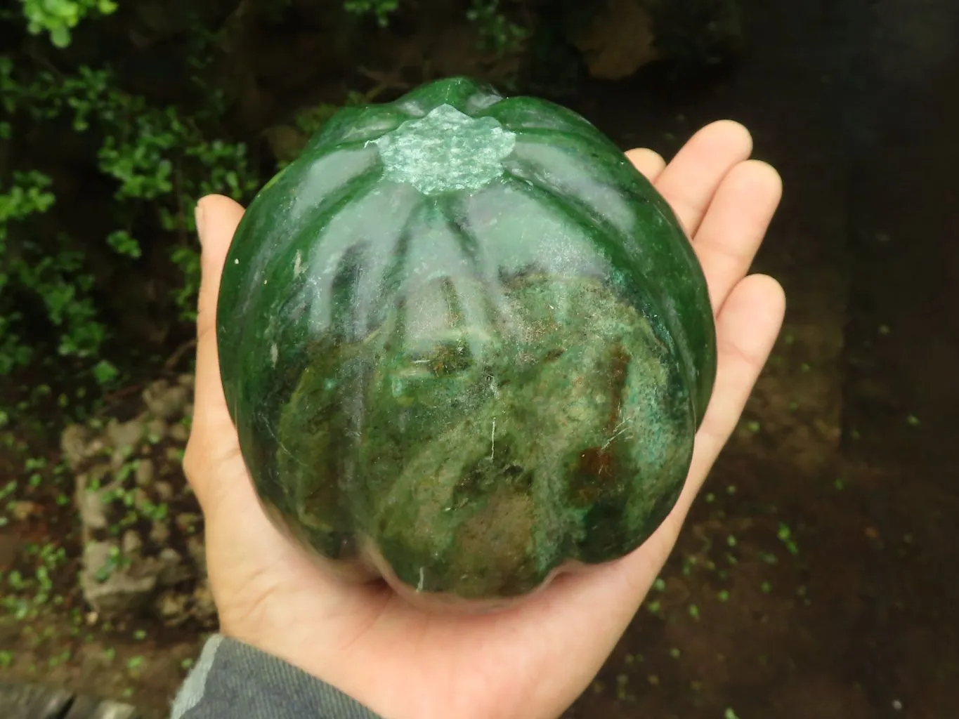 Polished Green Verdite Pumpkin Carving x 1 From Zimbabwe