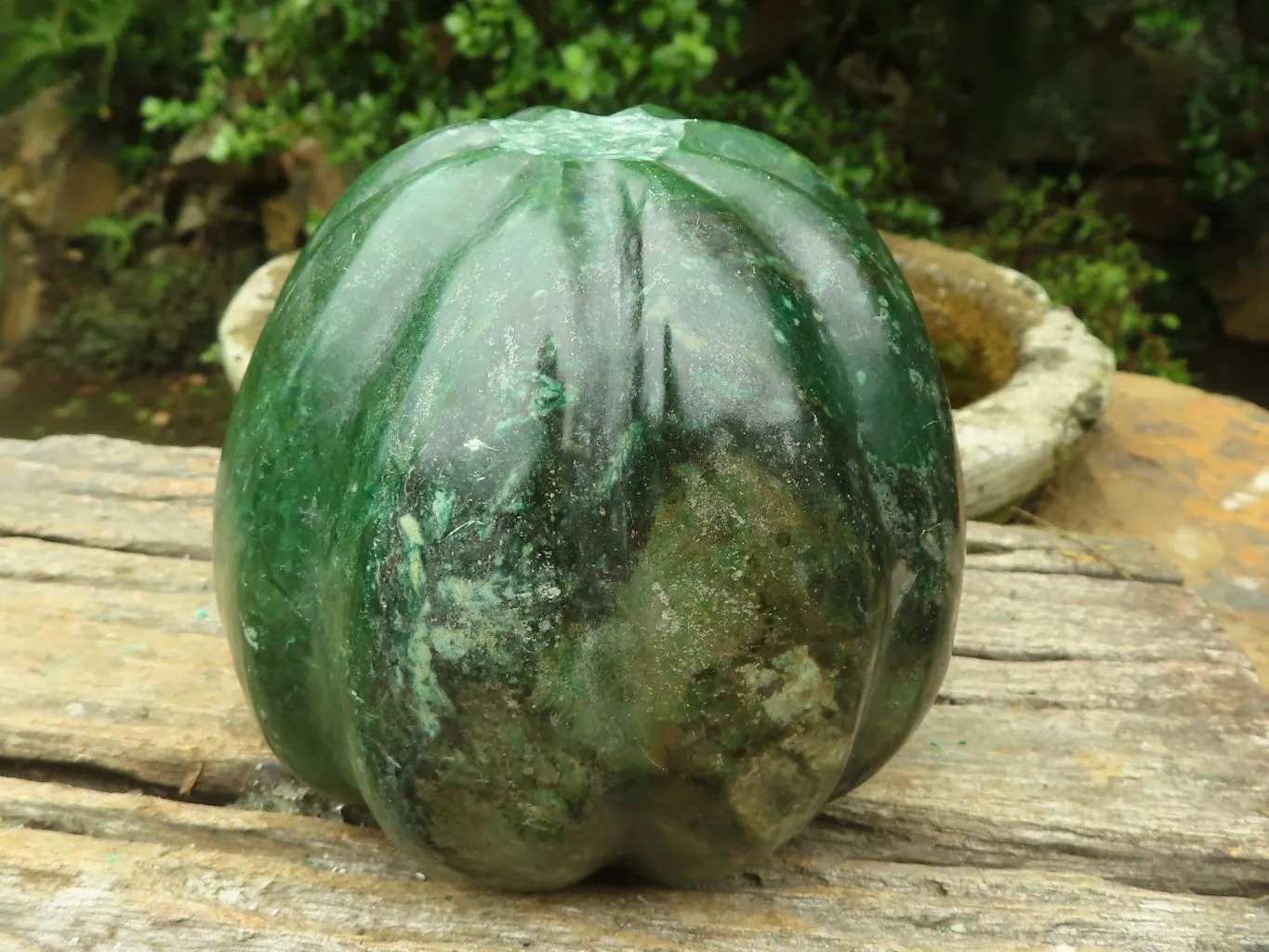 Polished Green Verdite Pumpkin Carving x 1 From Zimbabwe