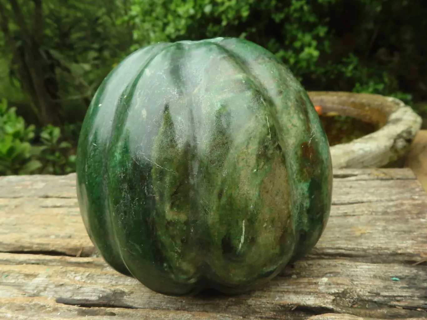 Polished Green Verdite Pumpkin Carving x 1 From Zimbabwe