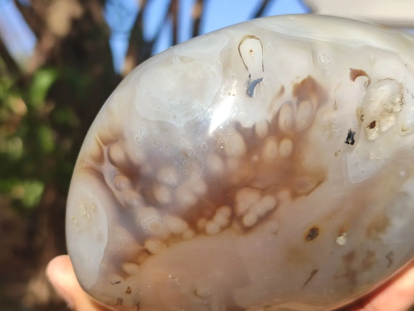 Polished Large Agate Standing Free Form With Smoke Ring Patterns  x 1 From Madagascar