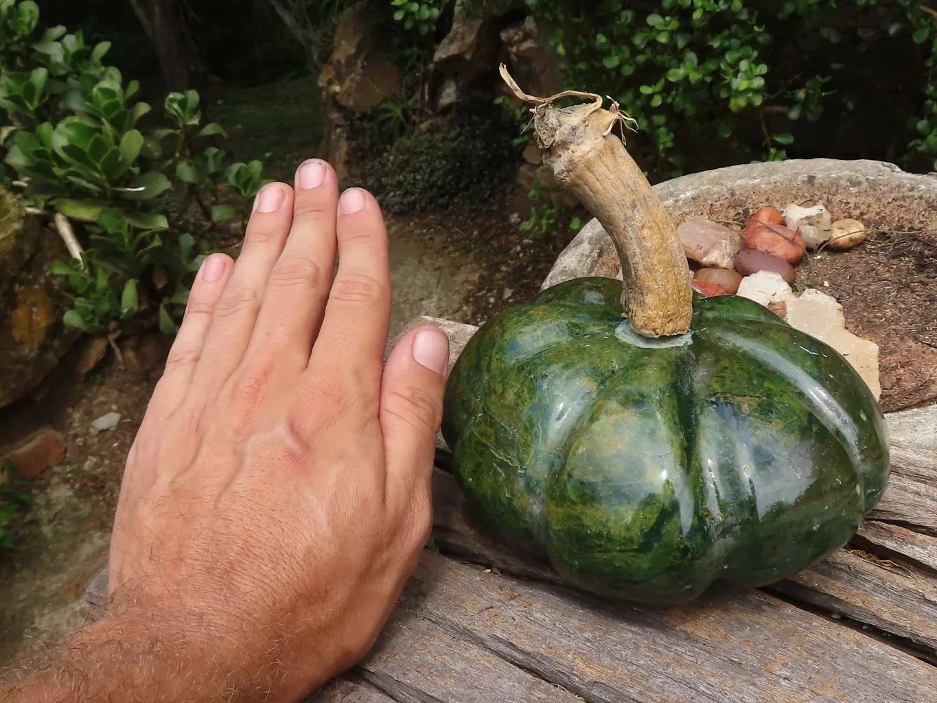 Polished Large Green Verdite Pumpkin Carving x 1 From Zimbabwe
