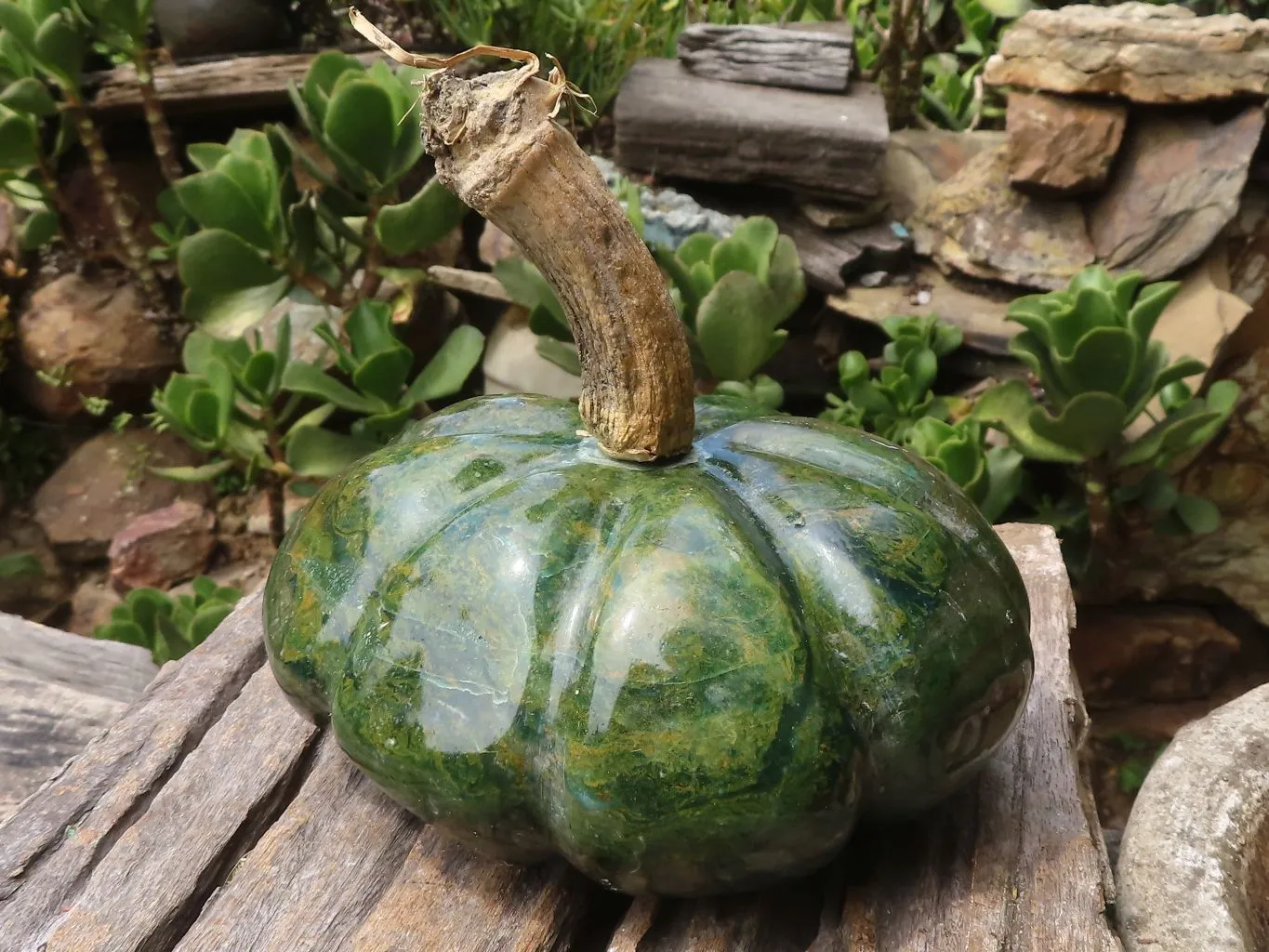 Polished Large Green Verdite Pumpkin Carving x 1 From Zimbabwe