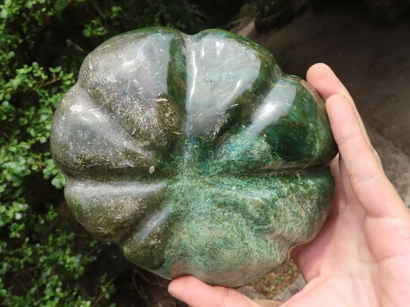 Polished Large Green Verdite Pumpkin Carving x 1 From Zimbabwe