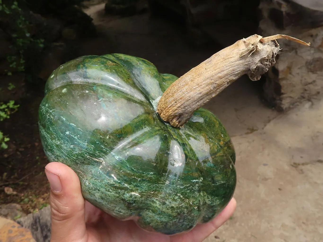 Polished Large Green Verdite Pumpkin Carving x 1 From Zimbabwe