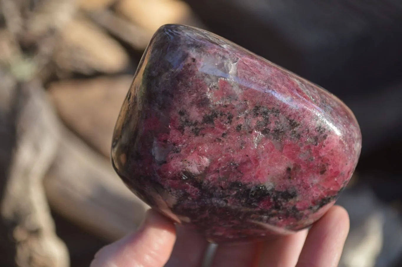 Polished Red & Black Rhodonite Standing Free Form x 1 From Zimbabwe