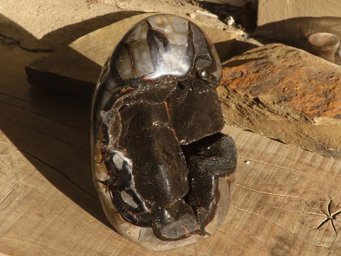 Polished Septerye Sauvage Dragons Egg Standing Free Form x 1 From Mahajanga, Madagascar