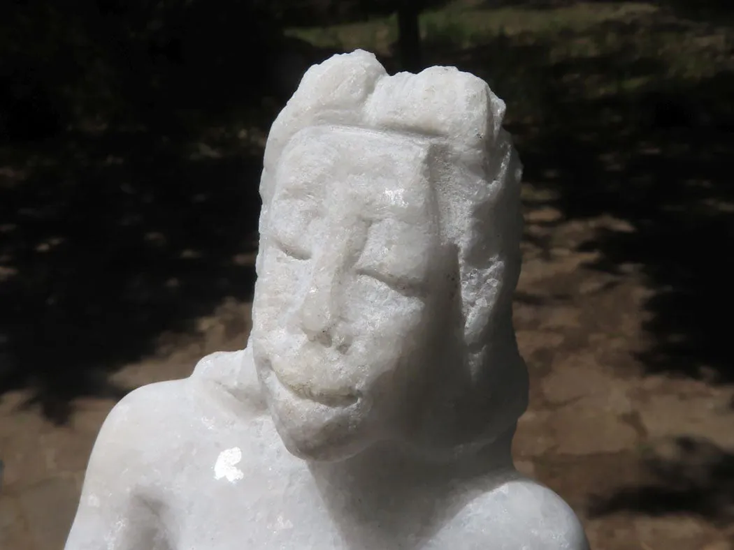 Polished Sparkling White Marble Mermaid Carving x 1 From Zimbabwe