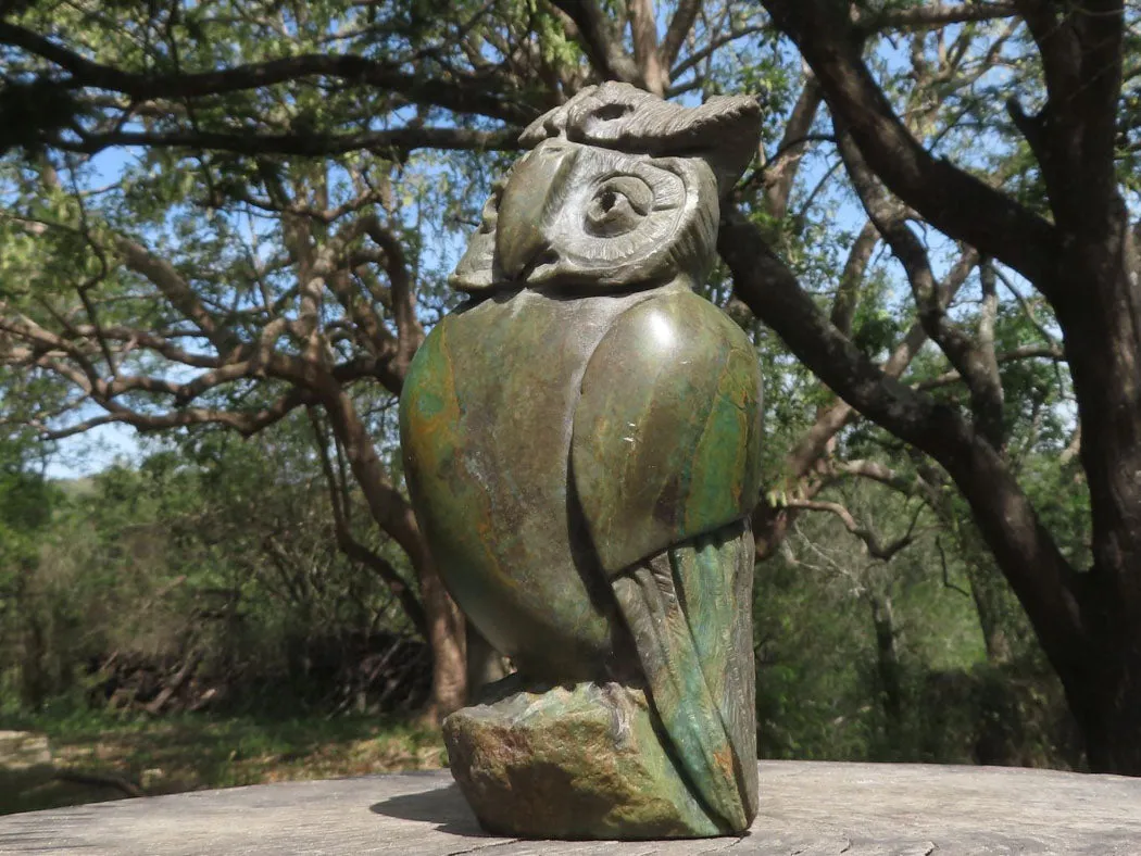 Polished Verdite Owl Carving x 1 From Zimbabwe