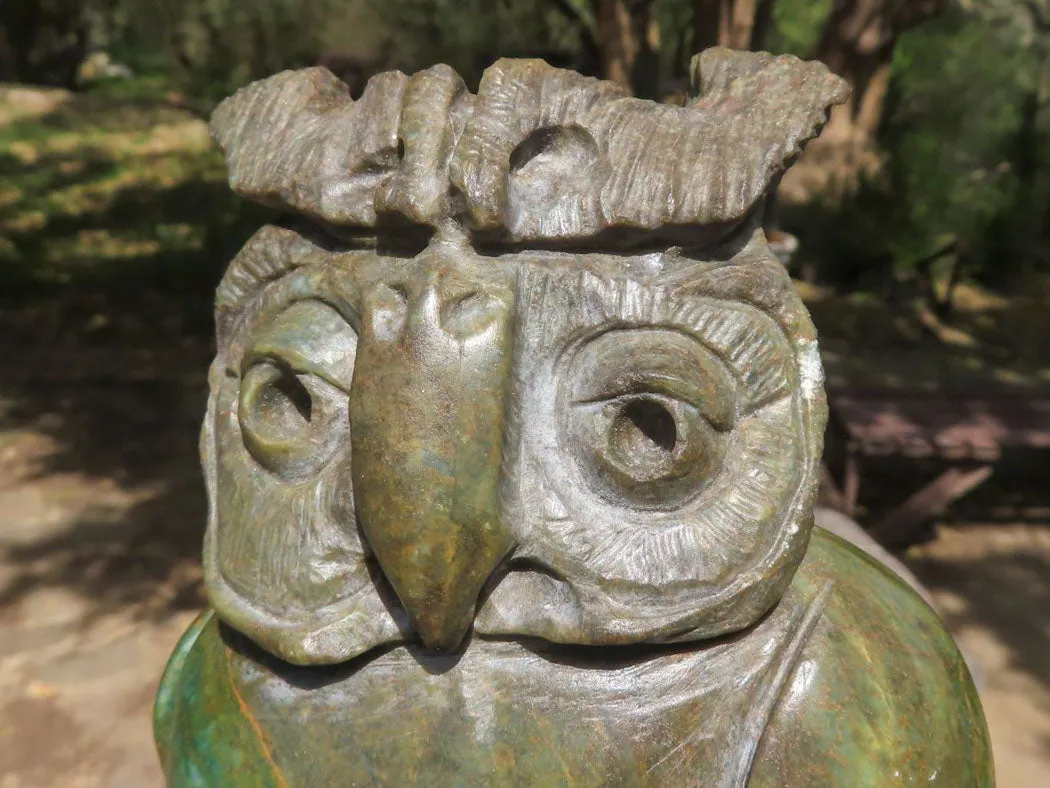 Polished Verdite Owl Carving x 1 From Zimbabwe
