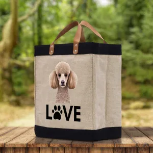 Poodle Love Dog Jute Canvas Tote Funny Farmer Market Bag Quote Jute Bag Shopping Bag Burlap Bag Dog Owner Gift