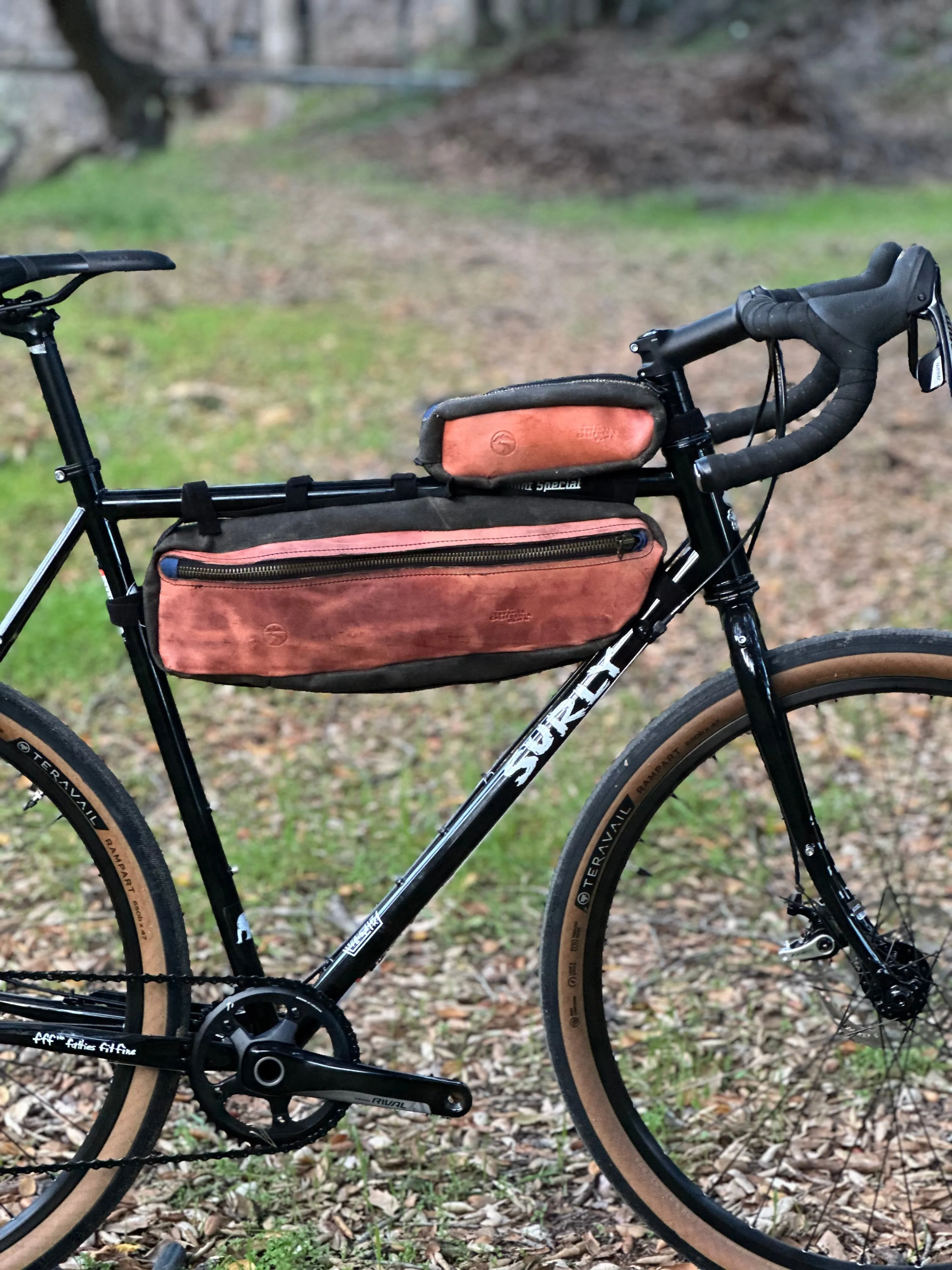 Premium TCO Leather Frame Bag and Top Tube Bag Set for Surly Bikes - Hide #1