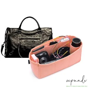 Purse Organizer Insert for Balenciaga Classic City Medium, Bag Organizer with Single Bottle Holder