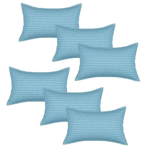 Rf Relaxfeel Microfibr Feeling Satin Stripe Fabric Bed Pillow for Sleeping Set of 2 SkyBlue (20x30)