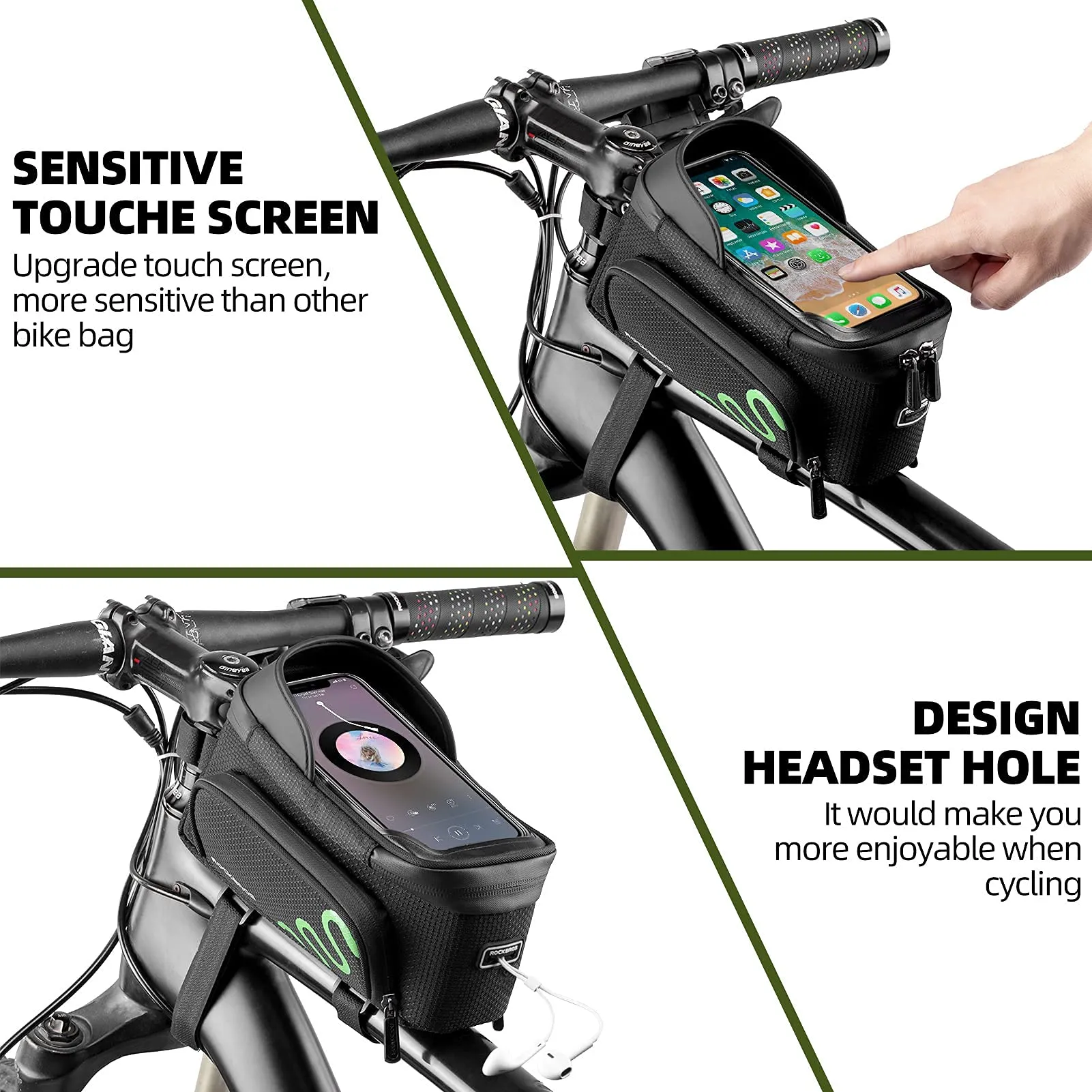 ROCKBROS Bike Phone Mount Frame Bag Bike  Bicycle Phone Holder with Side Bags