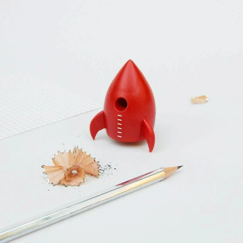 Rocket Pencil Sharpener with Keychain - Bamboo Material