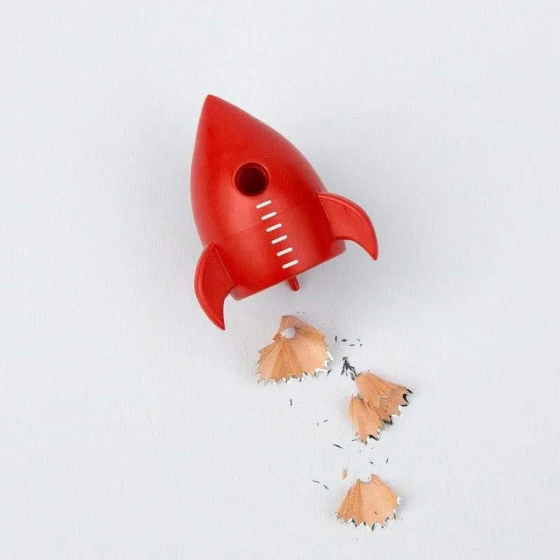 Rocket Pencil Sharpener with Keychain - Bamboo Material