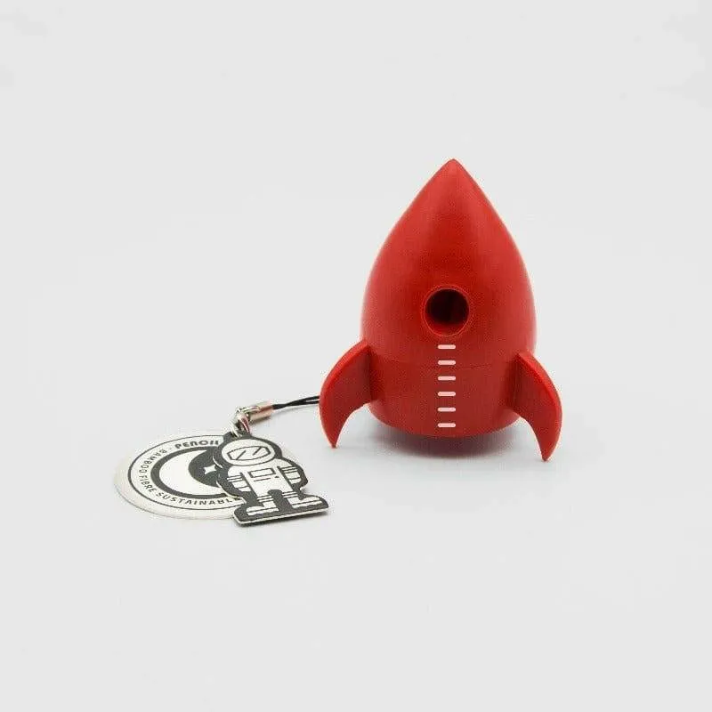Rocket Pencil Sharpener with Keychain - Bamboo Material