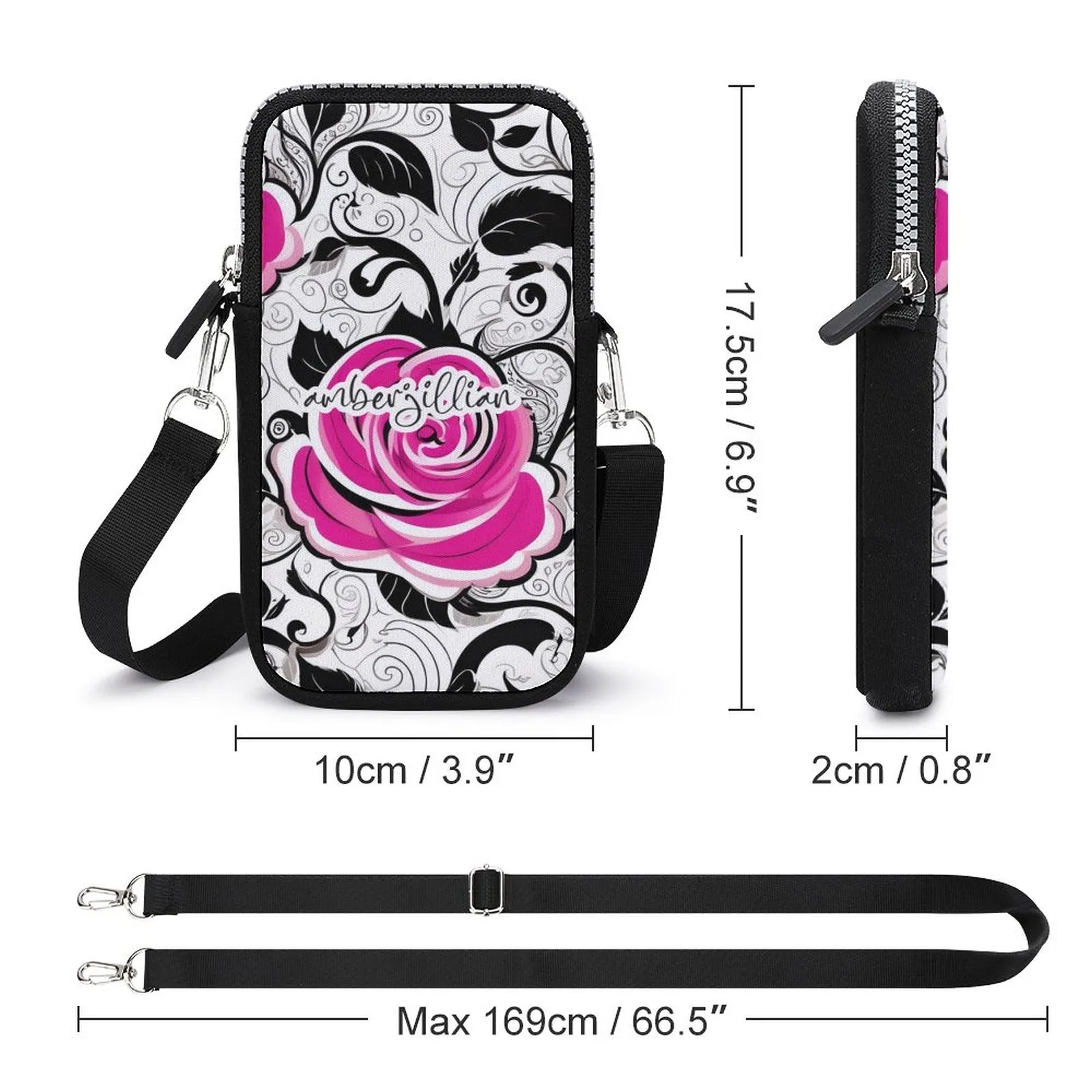Rosy Vines - Cell Phone Crossbody Pouch