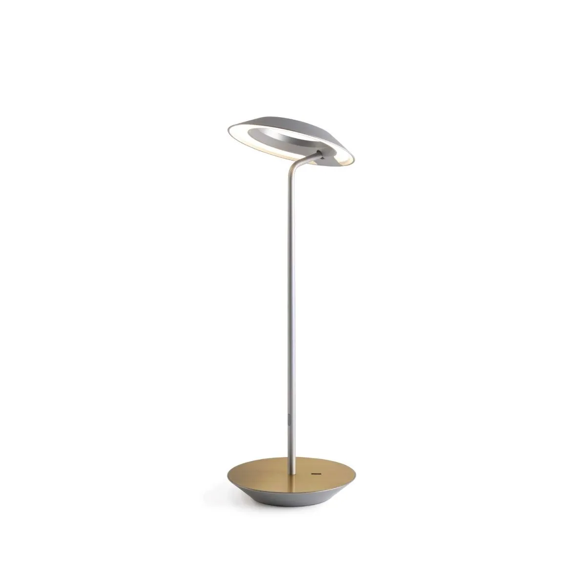 Royyo Silver With Brass Modern LED Desk Lamp with USB Port