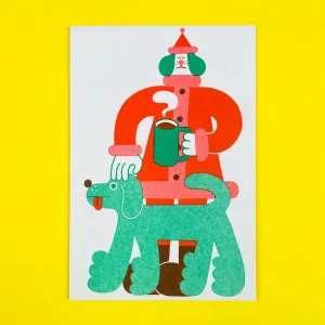 Santa Dog with Pet Dog Christmas Card