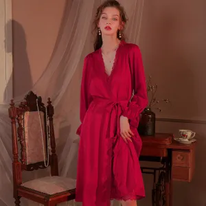 Satin Chiffon 2 Piece Nightdress for Bride